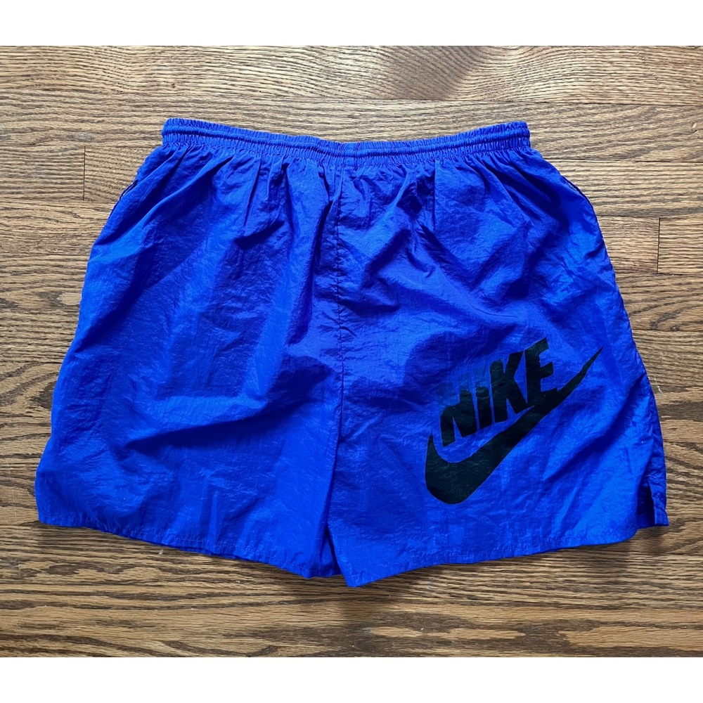 Nike Vintage Nylon Shorts Mens Large Royal Blue Mesh Lined 5" Inseam